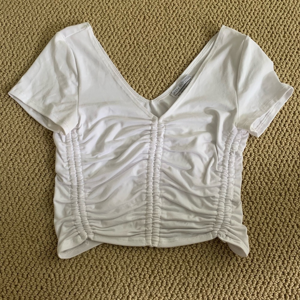 NWOT White Sinched Cropped Shirt